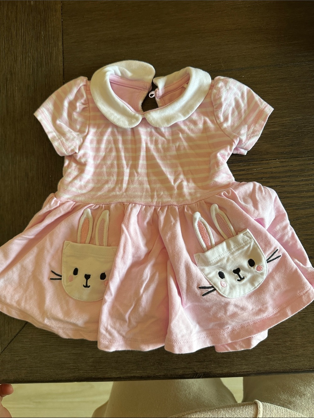 Little Sleepies Easter Pink and White Bunny Pocket Dress